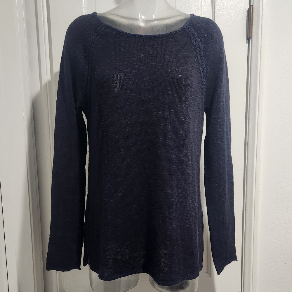 Calypso Navy Cotton Linen Sweater